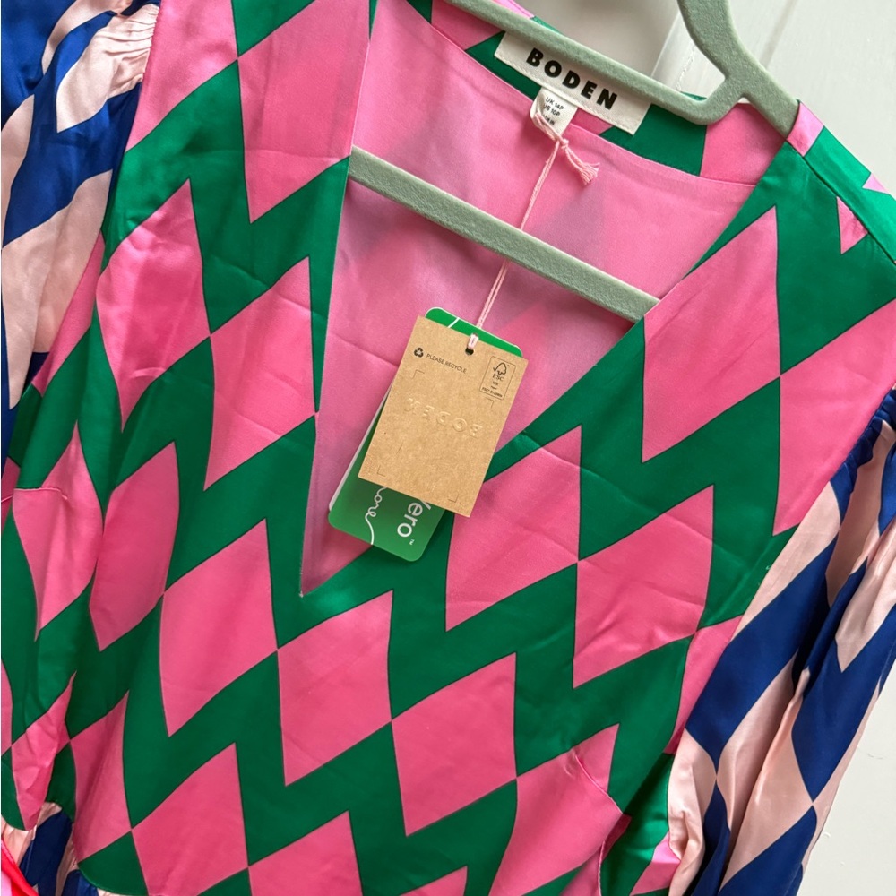 NWT v-neck tiered dress in vibrant stripe - Picture 9 of 10